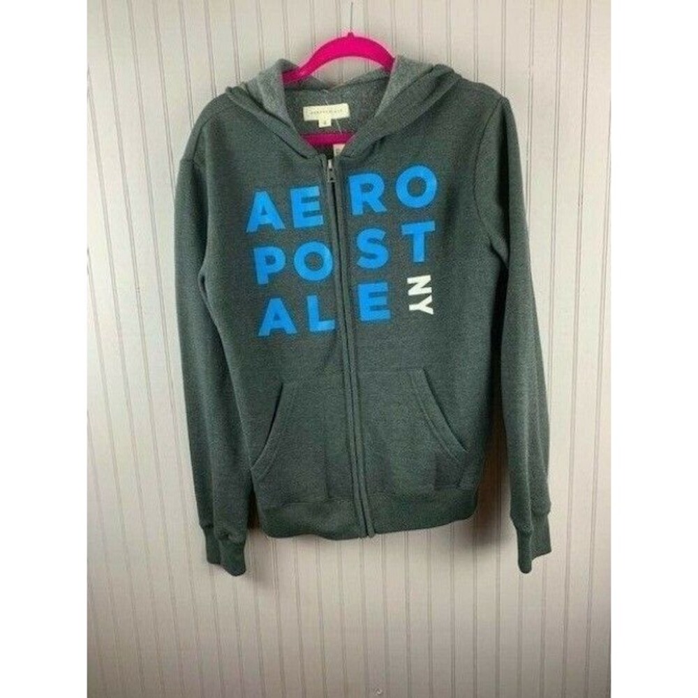 Aeropostale Size S Fleece Hoodie Gray New Full Front Zip